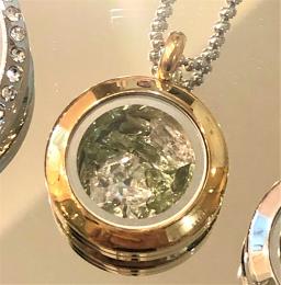 【円形Sサイズロケット天然石アクセサリー】モルダバイト&ハーキマーダイヤモンド